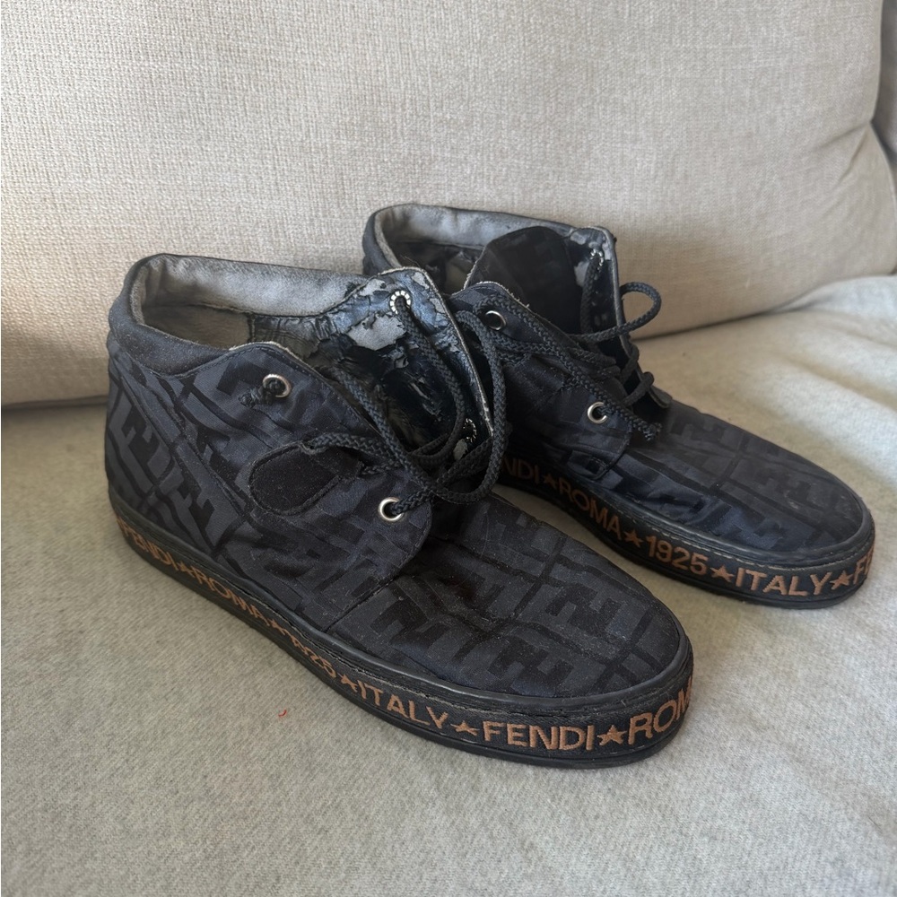 Fendi Black Mid-Top Sneakers